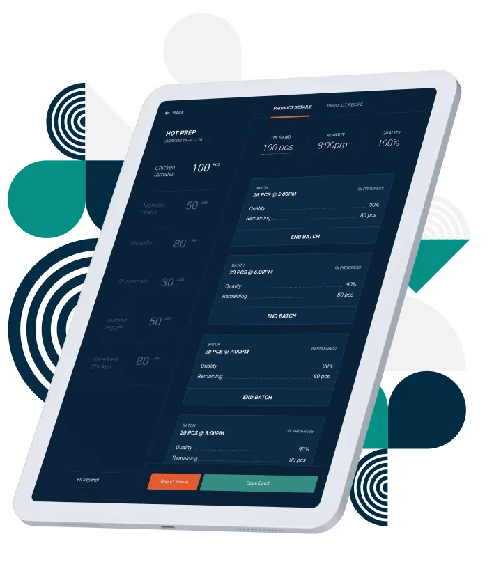 iPad displaying Dataspoon software with decoration behind the image.
